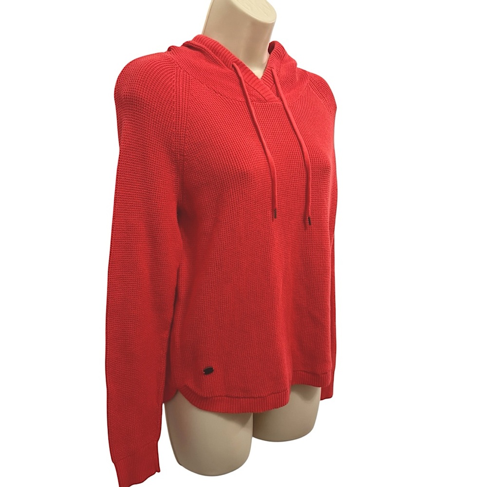 LAUREN RALPH LAUREN Coral Orange Lightweight Knit Hooded Sweater Medium - Picture 4 of 9